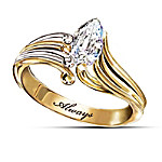 Always Crystal Teardrop Ring: Inspirational Bereavement Jewelry Gift