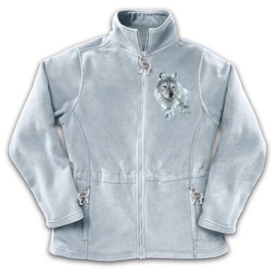 Women's Fleece Jacket With Wolf Art - Spirit Of The Wilderness