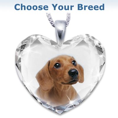 Pomeranian Heart-Shaped Crystal Necklace