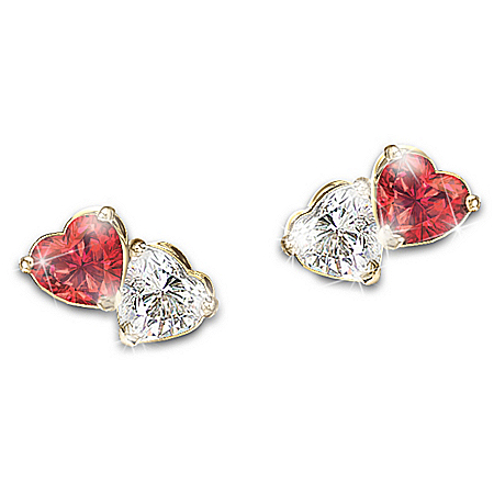 The Two Hearts, One Love Genuine Gemstone Earrings