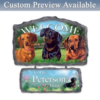 Linda Picken Dog Art Personalized Welcome Sign Wall Decor