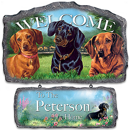 Linda Picken Dog Art Personalized Welcome Sign Wall Decor
