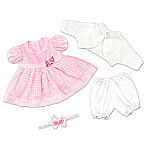 Buy Gingham Print Pink Party Dress Baby Doll Accessory Set