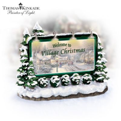 Thomas Kinkade Welcome To Village Christmas Lighted Sign Village Accessory