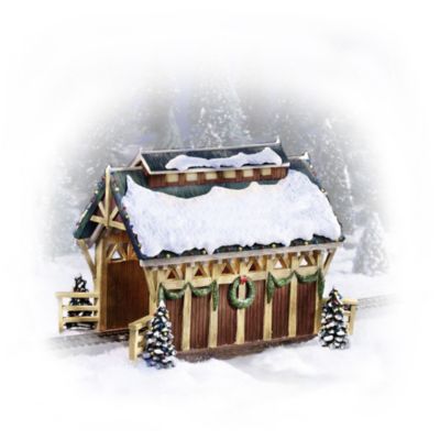 Whooooo-Whoooo! There's sure to be some fun comin' through when you add this delightful train accessory to your cherished village display! Available exclusively from Hawthorne Village, this nostalgic covered bridge village accessory is meticulously handcrafted in amazing detail. You'll love every little touch, from the wood texture of the authentic looking rough-hewn walls, to the sturdy cross-braces and the open gates on either end. And see how wonderfully it's decorated for the holidays, with garlands, roping, a wreath - even the snow-covered evergreen trees are trimmed. Any train that passes through here must be on its way to somewhere wonderful! Don't wait another moment to let the fun of this heartwarming train accessory come through in your collectible village display - order now!