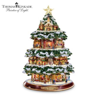 Thomas Kinkade City Sidewalks Animated Tabletop Christmas Tree: Christmas Home Decor