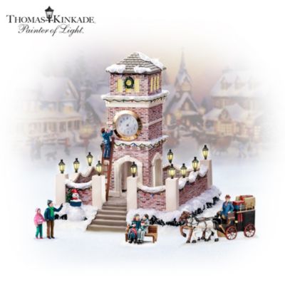 Thomas Kinkade Time For Glad Tidings Village Clock Tower Accessory Set