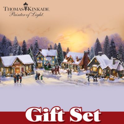 Thomas Kinkade Village Christmas - Merchants Row Gift Set