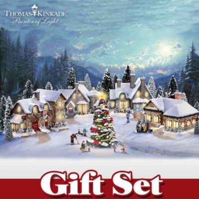 Thomas Kinkade Christmas Village Set: Cobblestone Corners