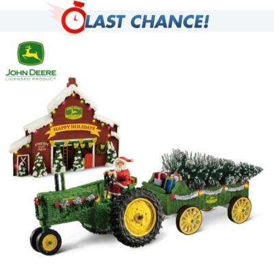 John Deere Tractor Holiday Harvest Sculpture Set