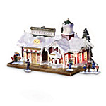 Village Christmas Lighted And Musical Train Station: Thomas Kinkade Train Accessory