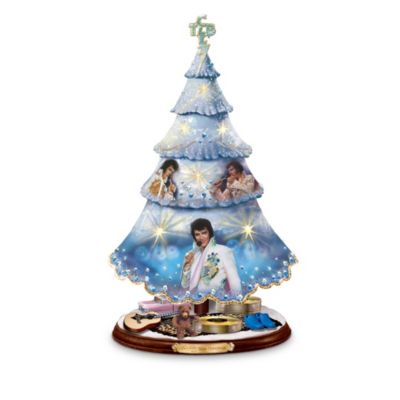 Elvis Presley Light-Up Porcelain Tabletop Christmas Tree Blue Christmas