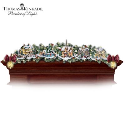 Thomas Kinkade Winter Wonderland Holiday Garland And Stocking Holder