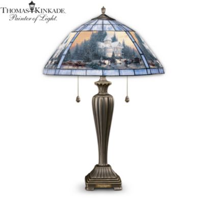 Thomas Kinkade Victorian Christmas Stained Glass Table Lamp: Unique Home Decor