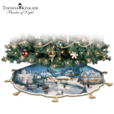 Thomas Kinkade Holidays To Remember Illuminated Tree Skirt - Christmas Tree Decor