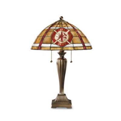 Courage Under Fire Firefighter Stained Glass Table Lamp
