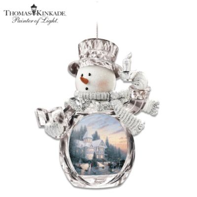 Thomas Kinkade Holiday Memories Crystal Snowman Ornament