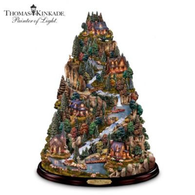 Thomas Kinkade Tranquil Mountain Village Tabletop Tree - Nature-Themed Home Decor