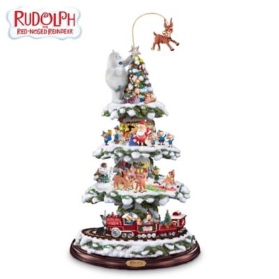 Rudolph And Friends Animated Christmas Town Express Train Tabletop Christmas Tree