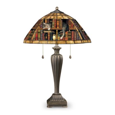 Charles Wysocki Cat Art Stained-Glass Table Lamp: Purr-fect Catnap