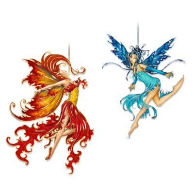 Amy Brown Fire Dance And Water Spirit Fairy Ornaments