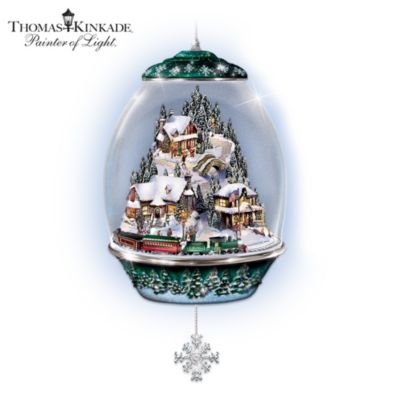 Thomas Kinkade Animated And Lighted Ornament - Christmas Village Enchantment