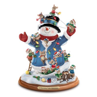 Illuminated Mice And Snowman Figurine A Charming Tails Christmas