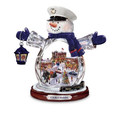 USMC Tabletop Crystal Snowman Figurine