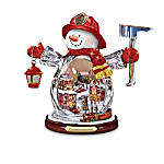 Fireman-Themed Crystal Snowman Figurine: Firefighter Holiday