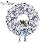 Thomas Kinkade Blown Glass Ornament Illuminated Christmas Wreath: Holiday Brilliance