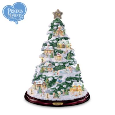 Precious Moments Holiday Village Artificial Tabletop Christmas Tree