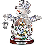 Buy Thomas Kinkade Crystal Snowman Figurine Featuring Light-Up Village And Animated Train
