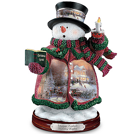 Thomas Kinkade Holiday Lights Snowman Figurine