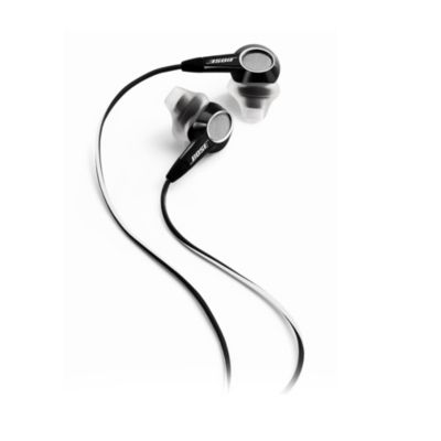 Renowned audio pioneers Bose&reg; introduce this pair of adjustable earbuds, perfect for all your portable audio devices for the most natural, lifelike sound. These Bose in-ear headphones have a greater low-frequency output, resulting in high-quality audio that has more fullness, range and clarity than conventional portable headphones. These Bose in-ear headphones come with 3 pairs of different-sized silicone tips that you can choose between for optimal comfort and fit. Plus, they are shaped to fit easily in the outer part of your ears that allow you to wear them for a longer period of time. These adjustable earbuds feature an angled plug that fits directly into most MP3 players, laptops and portable CD and DVD players. They arrive in a protective carrying case that keeps the cord organized at all times. Don't wait to own these Bose in-ear headphones. Order now!
