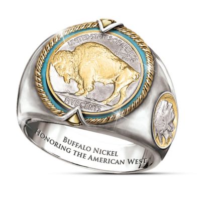 The Buffalo Nickel U.S. Coin Mens Ring Showcasing American Bison