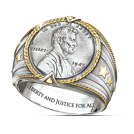 ring 1943 cent steel genuine hero american rings