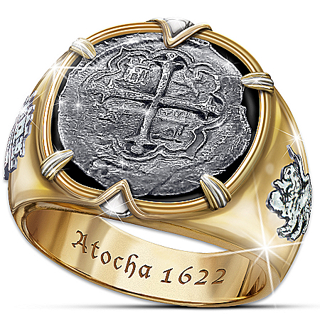 Atocha 1622 Shipwreck Men’s Ring Crafted with Sunken 8 Reales Silver Coins
