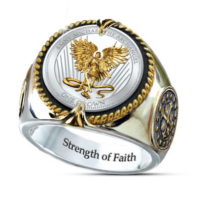 St michael hot sale ring silver