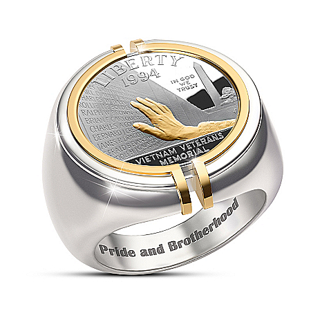 Pride And Brotherhood The Veterans Memorial Silver Coin Ring