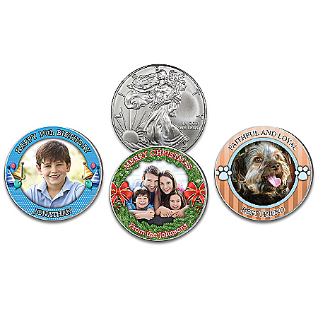 1 Oz. 99.9% Silver Coin Personalized With Photo And Text