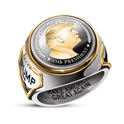President Donald Trump Silver Coin Ring With 24K Gold