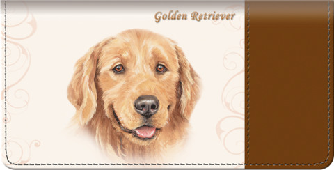 Golden Retriever Leather Checkbook Cover