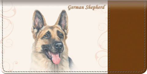 German Shepherd Leather Checkbook Cover