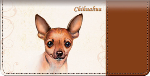 Chihuahua Leather Checkbook Cover
