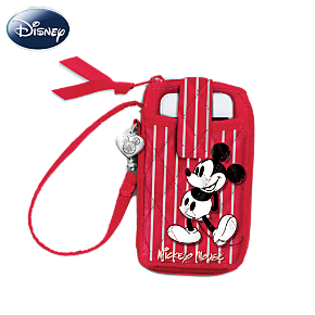 Disney Mickey And Minnie Quilted Wristlet With Heart Charm