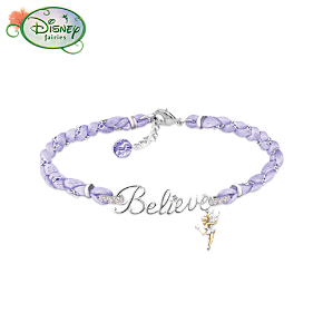 Disney Tinker Bell Believe Silk Cord Bracelet With Crystals