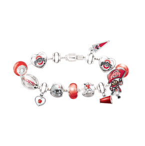 OSU Buckeyes Charm Bracelet With Swarovski Crystals
