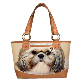 Shih Tzu Dog Lover's Leather-Trimmed Tote Bag