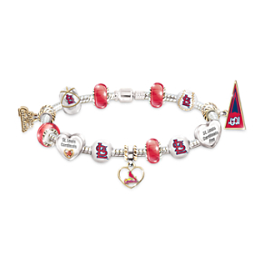 St. Louis Cardinals Charm Bracelet With Swarovski Crystals