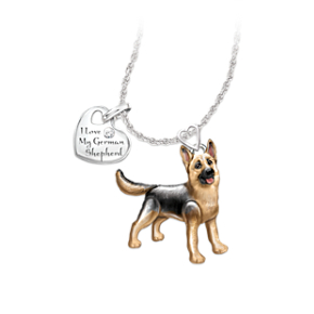 German Shepherd Pendant Necklace with Movable Legs and Tail